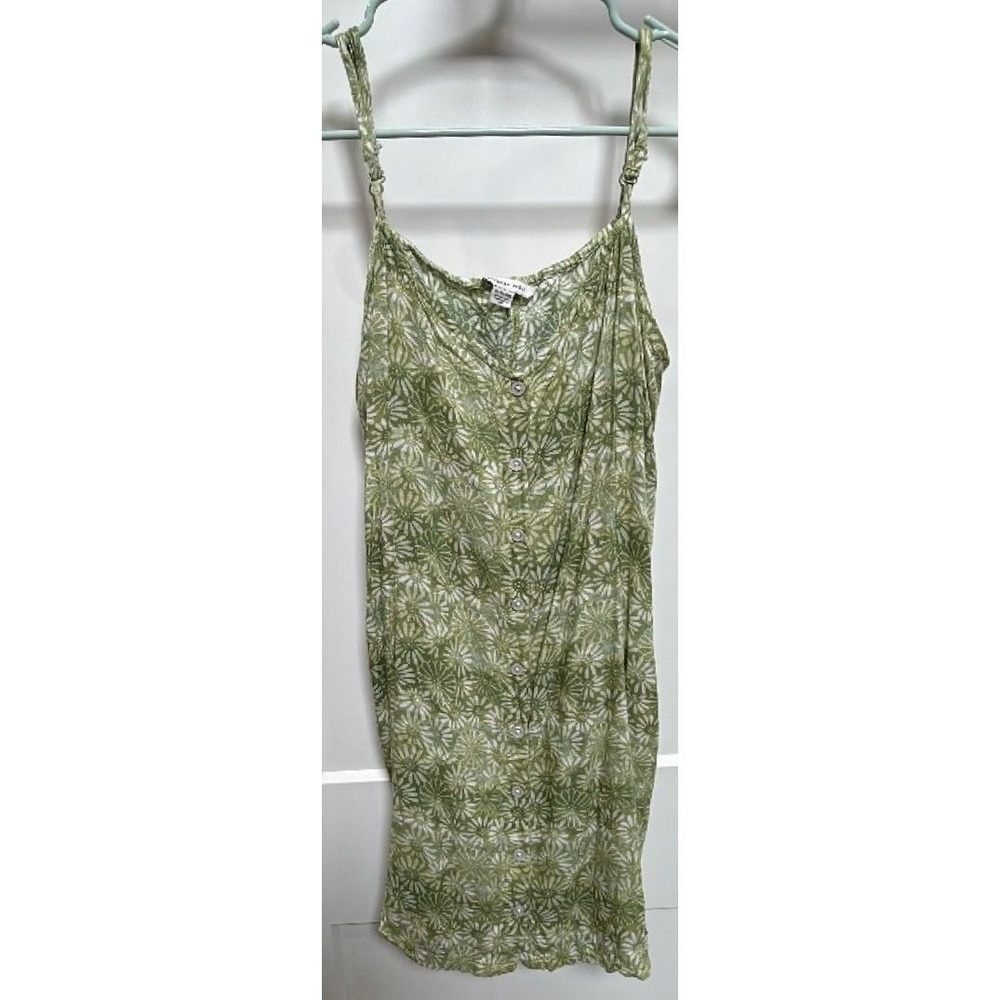 American Eagle Floral Mini Dress XL Green White Viscose TieBack Adjustable Strap